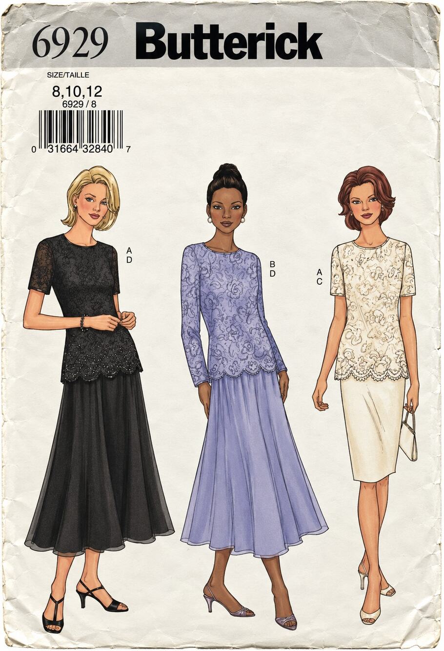 Butterick 6929 Semi Formal Dress Sewing Pattern Mother Of Bride 8-10-12 Uncut